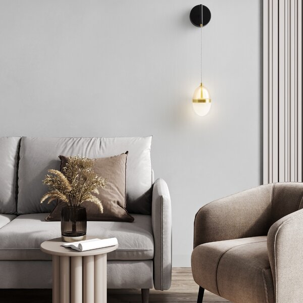 Bílo-zlaté skleněné nástěnné LED světlo Nova Luce Egna
