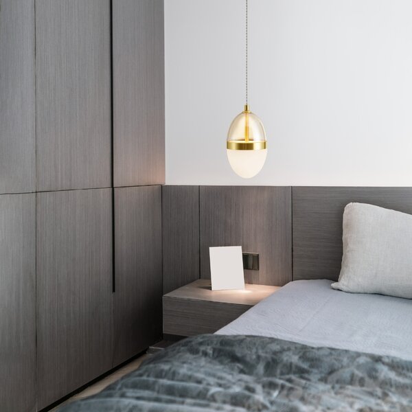 Bílo-zlaté skleněné závěsné LED světlo Nova Luce Egna 12 cm