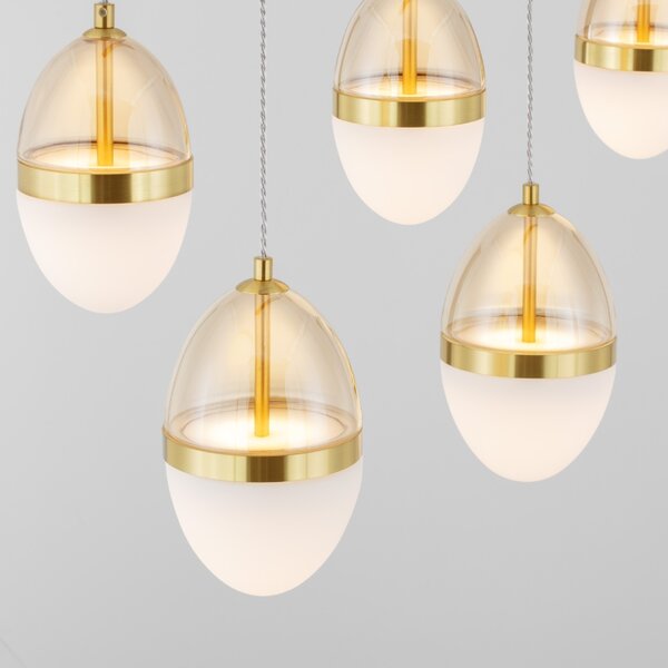 Bílo-zlaté skleněné závěsné LED světlo Nova Luce Egna 86 cm