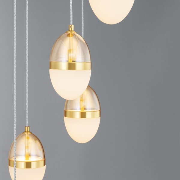 Bílo-zlaté skleněné závěsné LED světlo Nova Luce Egna 45 cm