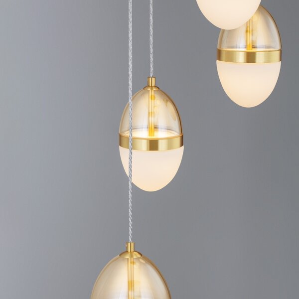 Bílo-zlaté skleněné závěsné LED světlo Nova Luce Egna 45 cm