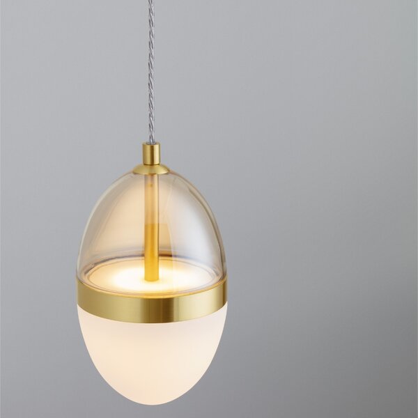 Bílo-zlaté skleněné závěsné LED světlo Nova Luce Egna 12 cm