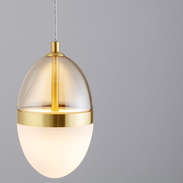 Bílo-zlaté skleněné závěsné LED světlo Nova Luce Egna 12 cm