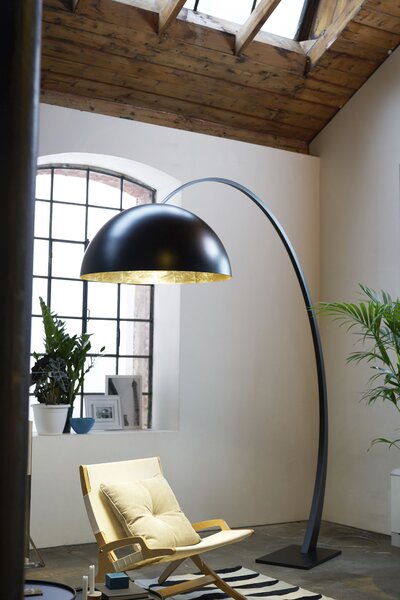 Zava 1962 Big, oblouková stojací lampa s výškou 250cm, černá/zlatá 1x150W E27