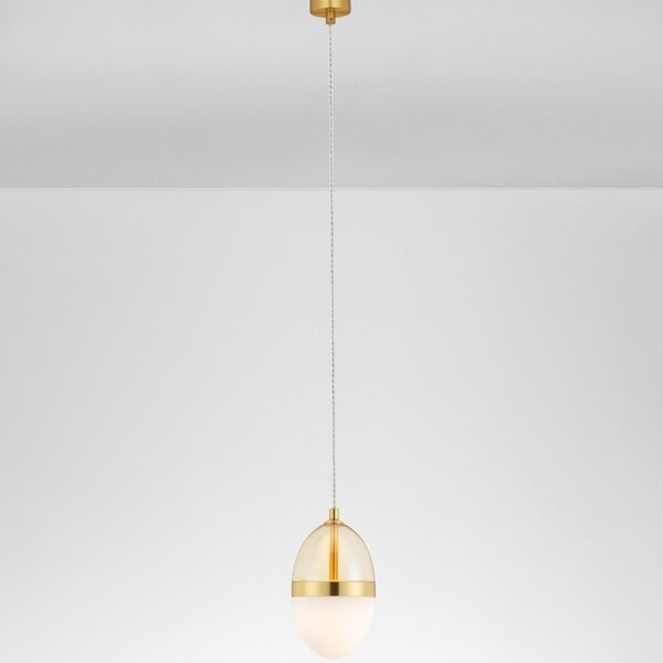 Bílo-zlaté skleněné závěsné LED světlo Nova Luce Egna 12 cm