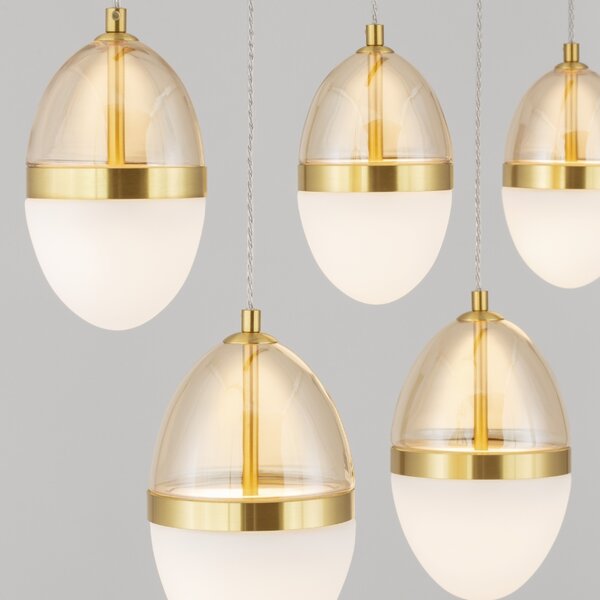 Bílo-zlaté skleněné závěsné LED světlo Nova Luce Egna 86 cm