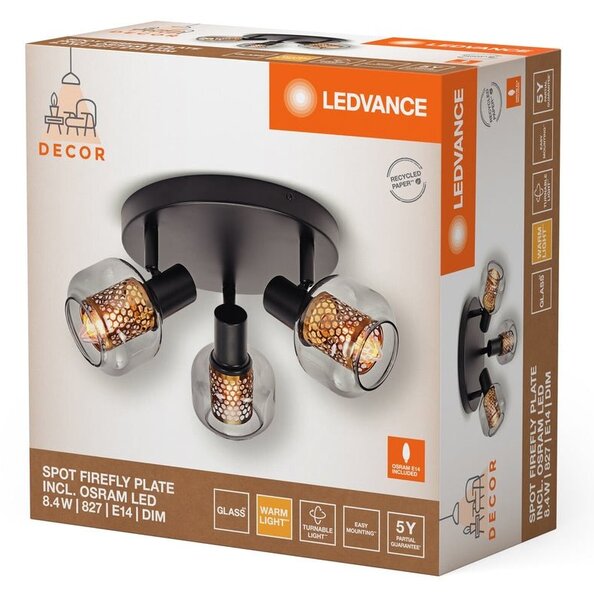 Kruhové stropní svítidlo 3 x E14 8.4W FIREFLY, teplá bílá