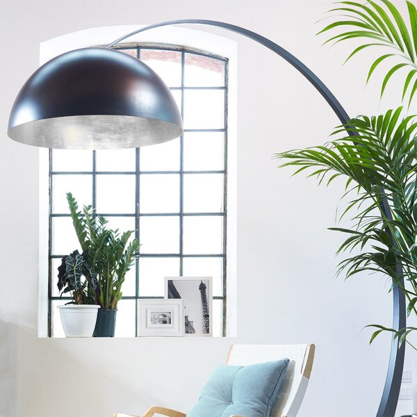 Zava 1962, oblouková stojací lampa s výškou 250cm, černá/stříbrná 1x150W E27