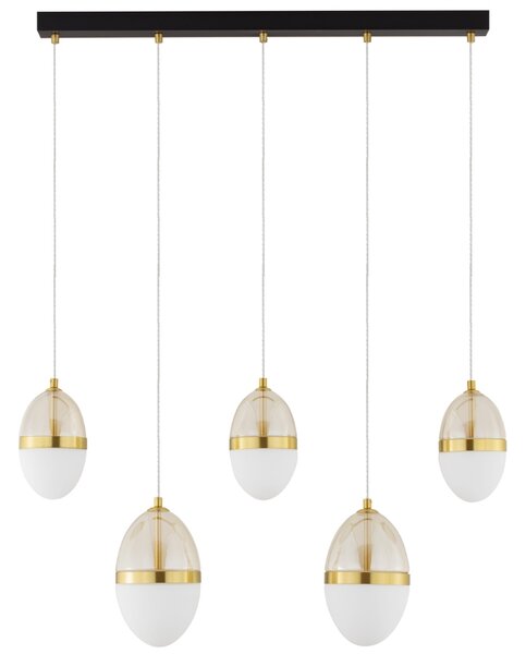 Bílo-zlaté skleněné závěsné LED světlo Nova Luce Egna 86 cm