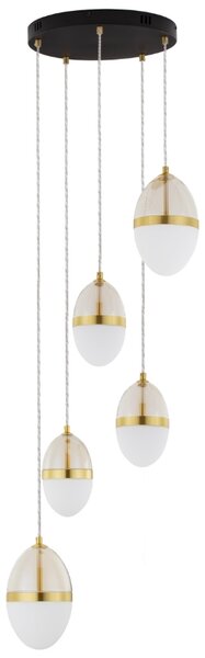 Bílo-zlaté skleněné závěsné LED světlo Nova Luce Egna 45 cm