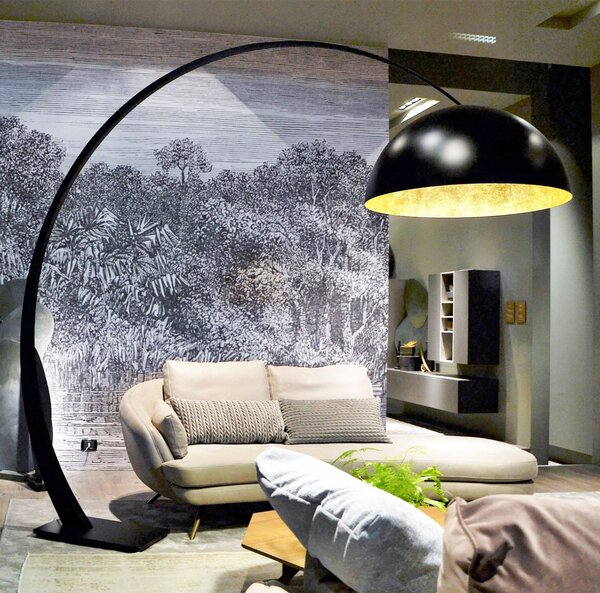 Zava 1962 Big, oblouková stojací lampa s výškou 250cm, černá/zlatá 1x150W E27
