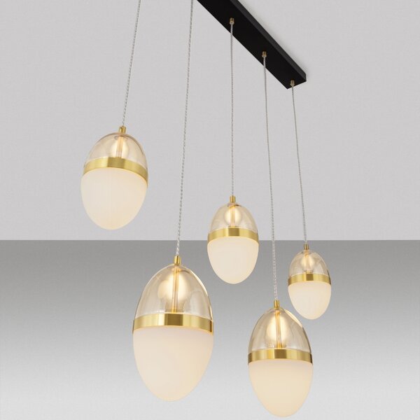 Bílo-zlaté skleněné závěsné LED světlo Nova Luce Egna 86 cm