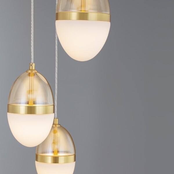 Bílo-zlaté skleněné závěsné LED světlo Nova Luce Egna 45 cm