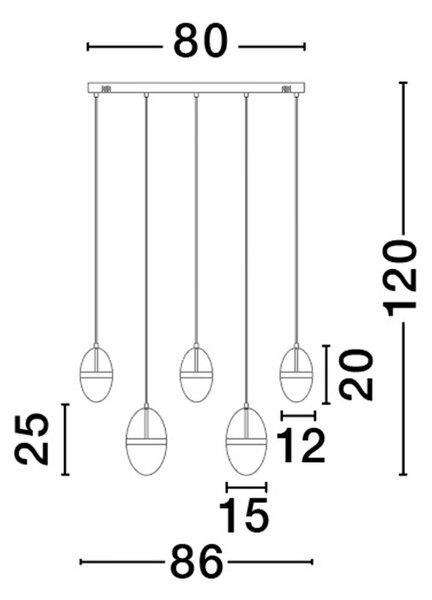Bílo-zlaté skleněné závěsné LED světlo Nova Luce Egna 86 cm