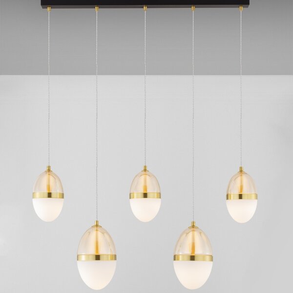 Bílo-zlaté skleněné závěsné LED světlo Nova Luce Egna 86 cm