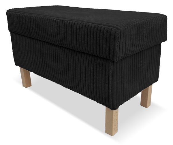 Taburet ELLA 60x28 s úložným prostorem - černý - manšestr - LINCOLN 100