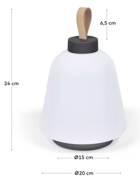 Černobílá plastová stolní LED lampa Kave Home Udiya