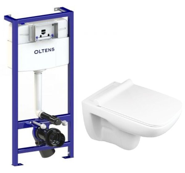 Sada podomítkový WC modul Oltens Triberg 50001000, WC mísa se sedátkem s pomalým sklápěním Oltens Ribe 42011000