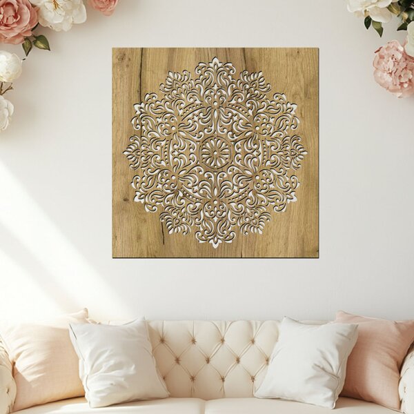 Dřevěná mandala VNITŘNÍHO KLIDU | Rozměry (cm): 40x40 | Zvolte barvu dekoru: Dub Sonoma