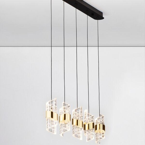 Černo-zlaté závěsné LED světlo Nova Luce Seneca 83 cm