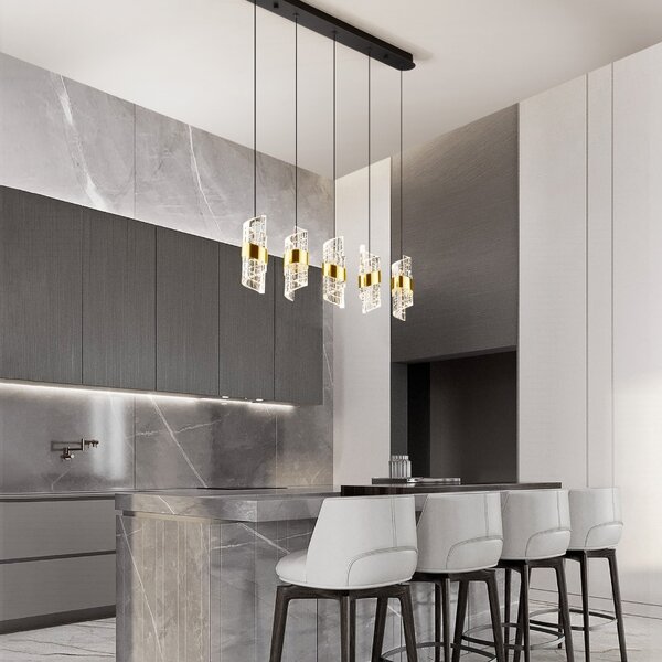 Černo-zlaté závěsné LED světlo Nova Luce Seneca 83 cm