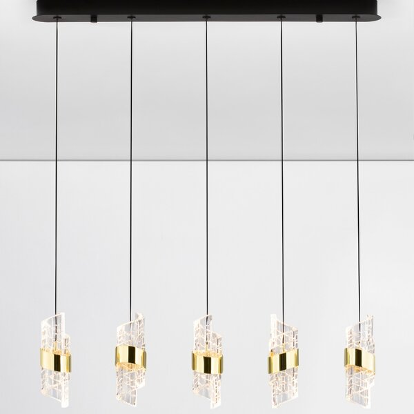 Černo-zlaté závěsné LED světlo Nova Luce Seneca 83 cm