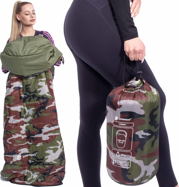 Spací pytel 210x73 cm, khaki SPRINGOS ZOLA