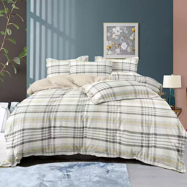 Bavlissimo 7-dílné povlečení kárované oboustranné 140x200 cm na dvě postele varianta potisku: vzor 2