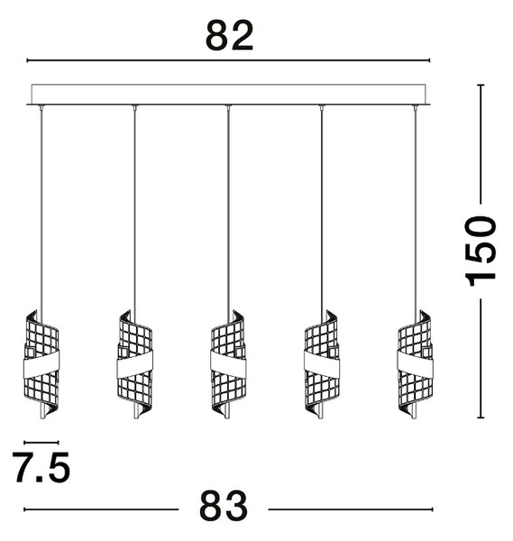 Černo-zlaté závěsné LED světlo Nova Luce Seneca 83 cm