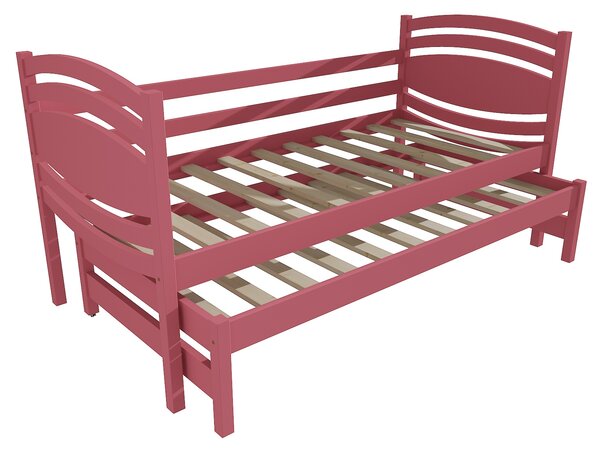 Vomaks Dětská postel s výsuvnou přistýlkou DPV 027 Rozměr: 90 x 190 cm, Povrchová úprava: netransparentní barva růžová