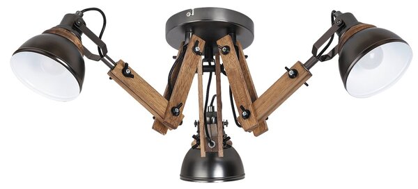 Rabalux 2724 AKSEL - Trojramenný dřevěný industriální lustr (Dřevěný lustr, ramena na kloubu. Retro industriální styl, dřevo buk)