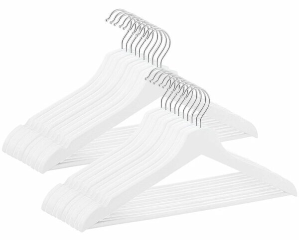 Dřevěná ramínka 42,5 cm, bílá, sada 20ks SPRINGOS HG0059