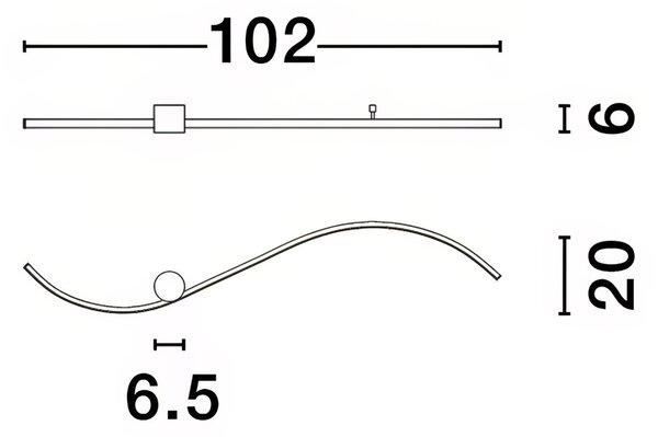 Černé kovové nástěnné LED světlo Nova Luce Kima 102 cm
