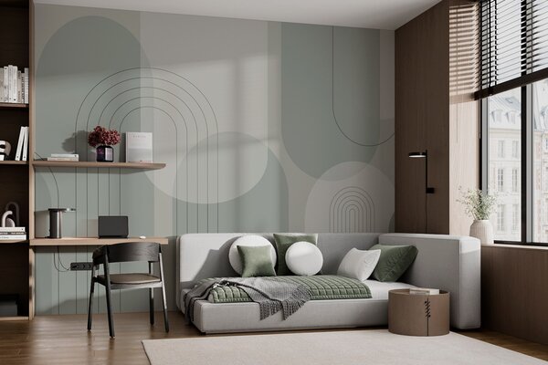 Fototapety Minimalistická a boho geometrie v zelených tónech, Fototapety abstraktní, w01920 : uwalls.cz