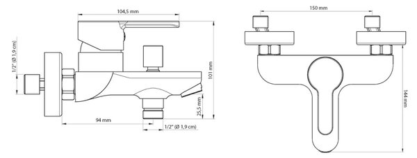 Schütte Vanová baterie DIZIANI s přepínáním sprchy/ proudu vody ( NI023DINWCR ) bílá / chrom