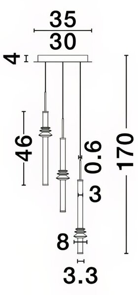Černé závěsné LED světlo Nova Luce Atmosfera 35 cm