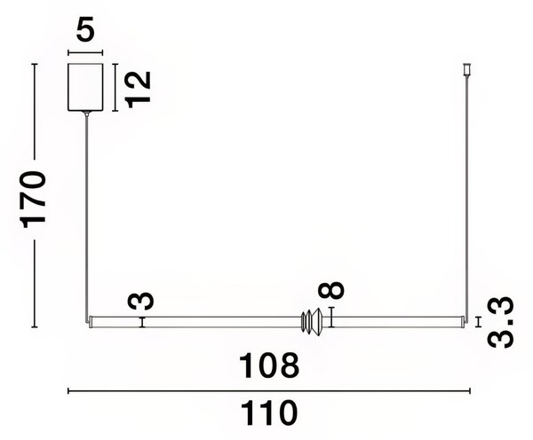 Černé závěsné LED světlo Nova Luce Atmosfera 110 cm