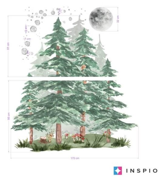 INSPIO Samolepky na zeď - Les za svitu měsíce