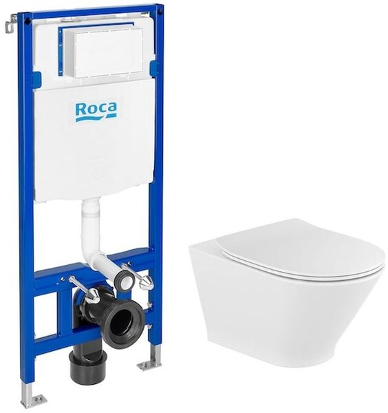 Sada WC mísa se sedátkem s pomalým sklápěním Roca Gap Round A34H0N8000, podomítkový WC modul Roca Duplo One A890070020