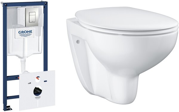 Sada podomítkový WC modul se splachovacím tlačítkem Grohe Rapid SL 39449000, WC mísa se sedátkem s pomalým sklápěním Grohe Bau Ceramic 39351000