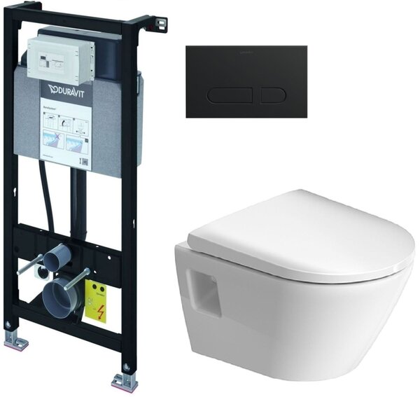 Sada podomítkový WC modul Duravit DuraSystem WD1011000000, WC mísa se sedátkem s pomalým sklápěním Duravit D-Neo 45870900A1, WD5001031000