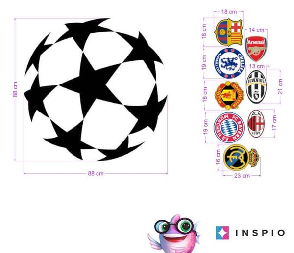 INSPIO Samolepky na zeď - Fotbalové kluby UEFA