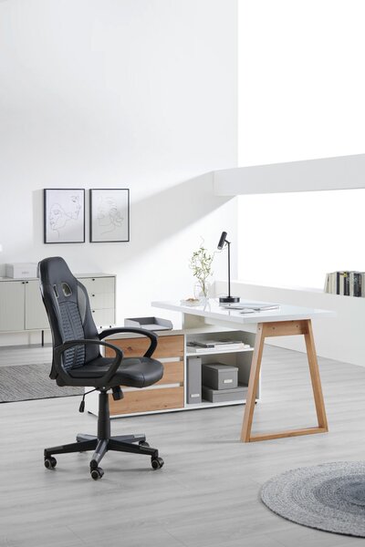 ROHOVÝ PSACÍ STŮL, bílá, dub artisan, 135/120/75 cm Stylife - Rohové psací stoly