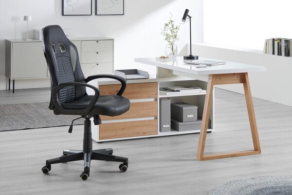 ROHOVÝ PSACÍ STŮL, bílá, dub artisan, 135/120/75 cm Stylife - Rohové psací stoly