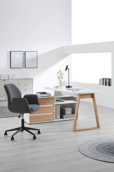 ROHOVÝ PSACÍ STŮL, bílá, dub artisan, 135/120/75 cm Stylife - Rohové psací stoly