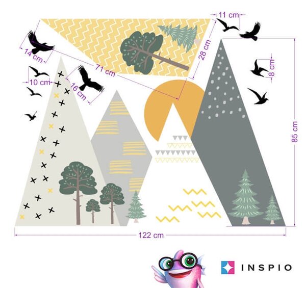 INSPIO Samolepky na zeď - Kopce se zapadajícím sluncem
