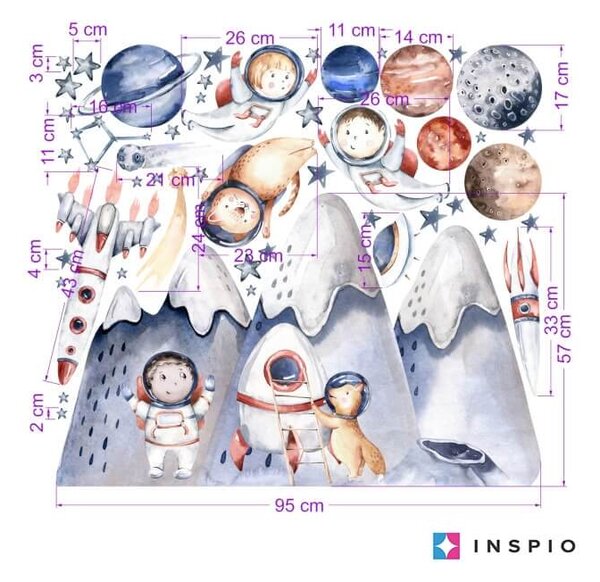 INSPIO Samolepky na zeď - Malí astronauti a vesmír
