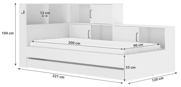 POSTEL S ÚLOŽNÝM PROSTOREM, 90/200 cm, bílá MID.YOU - Online Only dětské postele, Online Only