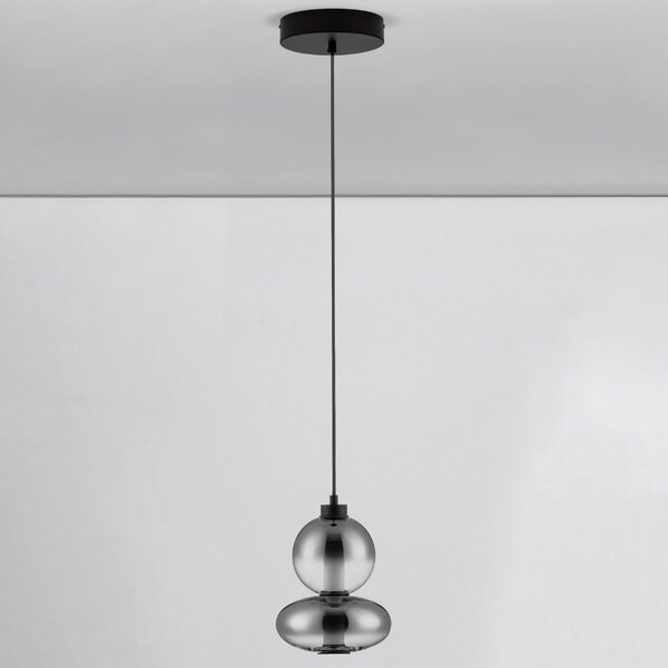 Kouřově šedé skleněné závěsné LED světlo Nova Luce Bally 20 cm