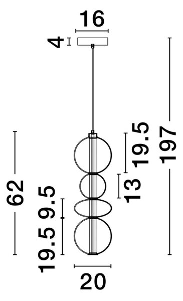 Kouřově šedé skleněné závěsné LED světlo Nova Luce Bally II. 20 cm